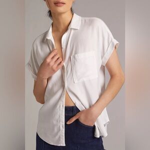 Cloth & Stone for Anthropologie White Breezy Buttondown Blouse, Size Medium